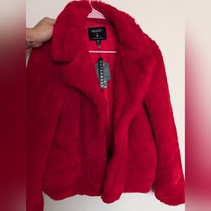 Fluffy Red Teddy Jacket Plush Cozy Outerwear
